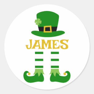Sticker Rond Leprechaun personnalisé St. Patrick’s Day James