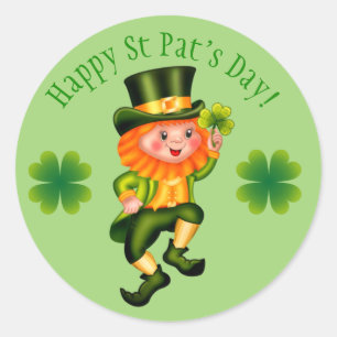 Sticker Rond Leprechaun St Patrick's Day