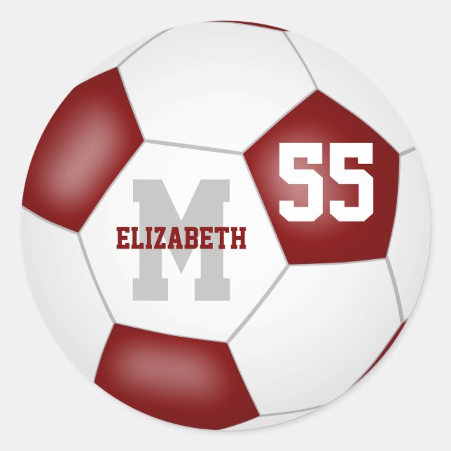 Sticker Rond l'équipe blanche de maroon couleurs football balle (Devant)
