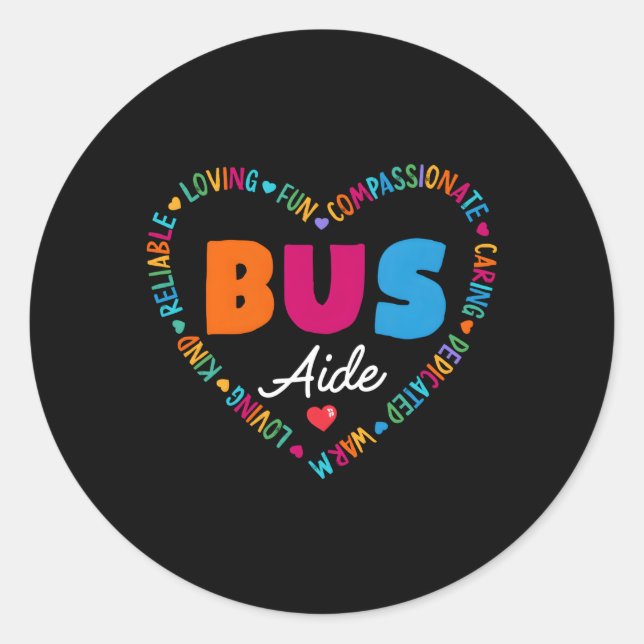Sticker Rond L'Équipe D'Aide-Bus Revient À L'École Pour L'Équip (Devant)