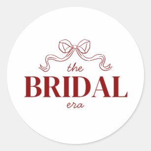 Sticker Rond L'Ère du Mariage Mariage au Croquis de Ruban Rou