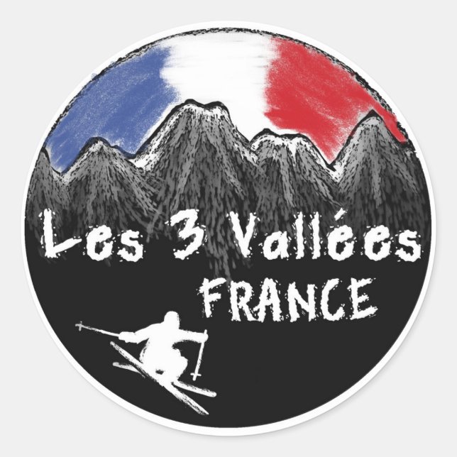 Sticker Rond Les 3 Vallées France (Devant)