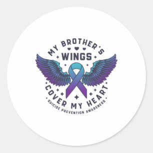 Sticker Rond Les ailes de mon frère couvrent mon coeur Suicide