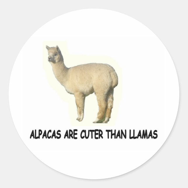Sticker Rond Les alpacas sont plus mignons que les lamas (Devant)