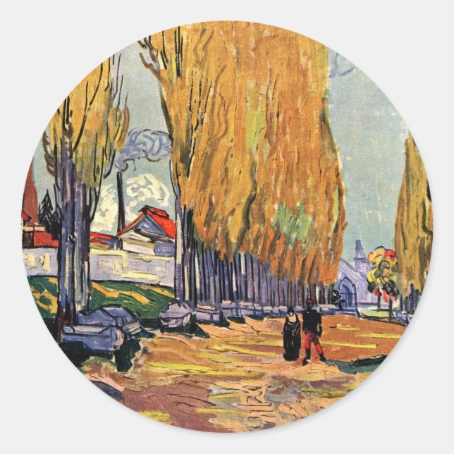 Sticker Rond Les Alyscamps (cimetière) par Vincent van Gogh (Devant)