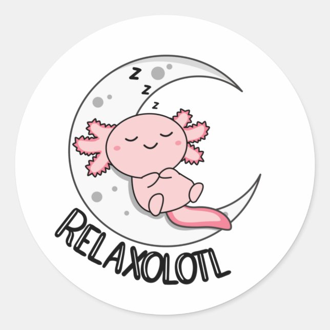 Sticker Rond Les Amateurs De Détente Axolotl, Les Beaux Animaux (Devant)
