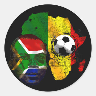 Sticker Rond Les amateurs de football sud-africain visage drape
