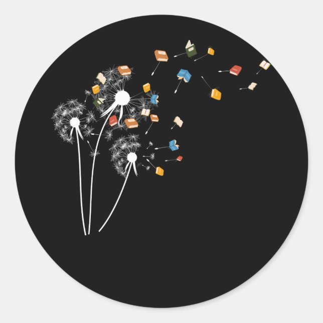 Sticker Rond Les Amateurs De Livre Dandelion Cute Avec Livres R (Devant)