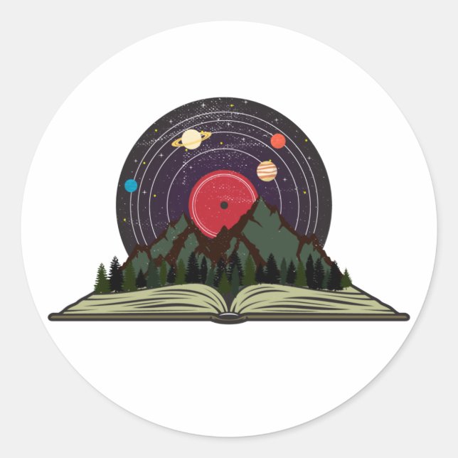 Sticker Rond Les amateurs de livres et de musique disque vinyle (Devant)
