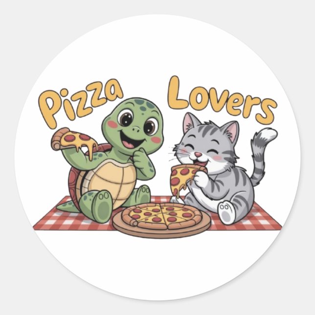 Sticker Rond Les amateurs de pizzas (Devant)