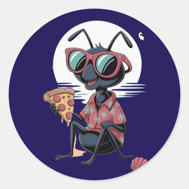 Sticker Rond Les amateurs de pizzas (Devant)
