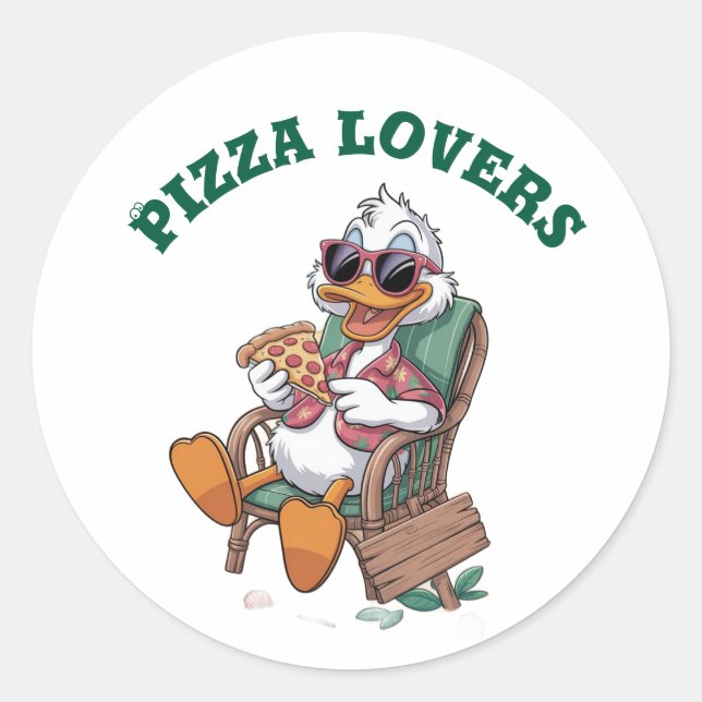 Sticker Rond Les amateurs de pizzas (Devant)