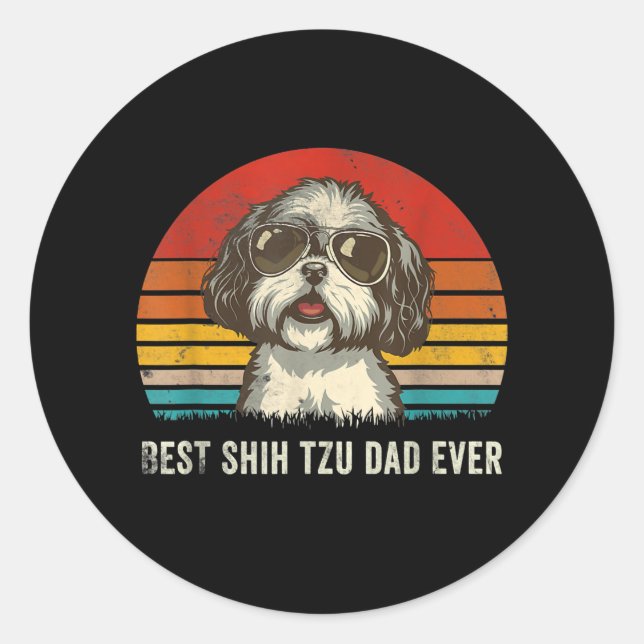 Sticker Rond Les amateurs de Shih Tzu |Meilleur Chih Tzu Papa J (Devant)