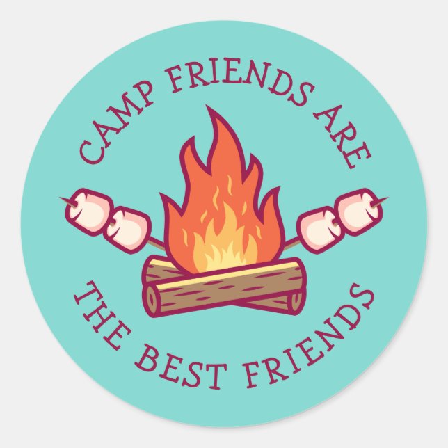 Sticker Rond Les amis du camp sont les meilleurs amis (Devant)