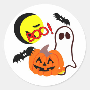 Sticker Rond Les amis du fantôme d'Halloween