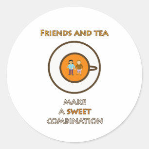 Sticker Rond Les amis et le thé - une combinaison sucrée - le s