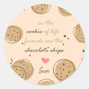 Sticker Rond Les amis sont les chips chocolatés de la vie