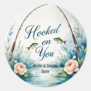 Sticker Rond Les amoureux de la pêche Hook sur vous
