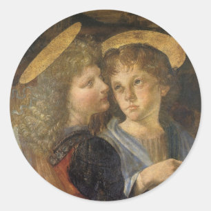 Sticker Rond Les Anges du Baptême du Christ de Léonard de Vinci