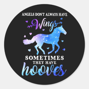 Sticker Rond Les Anges du Cheval n'ont pas toujours des ailes