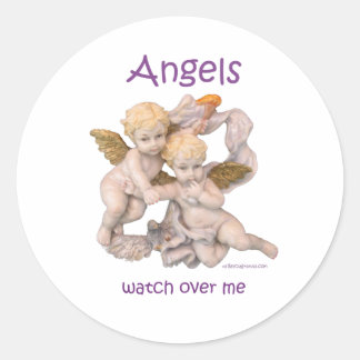 Sticker Rond Les anges me surveillent