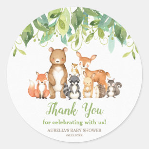 Sticker Rond Les animaux de bois Le Baby shower Merci favorise