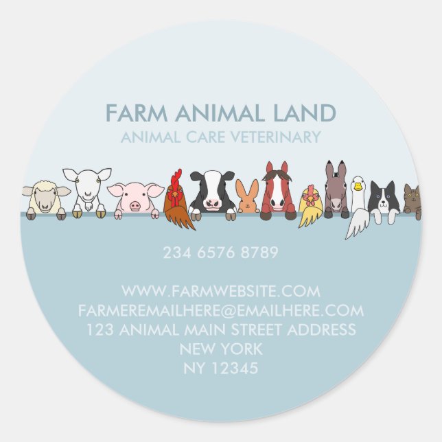 Sticker Rond Les animaux de ferme qui cherchent vers le bas (Devant)