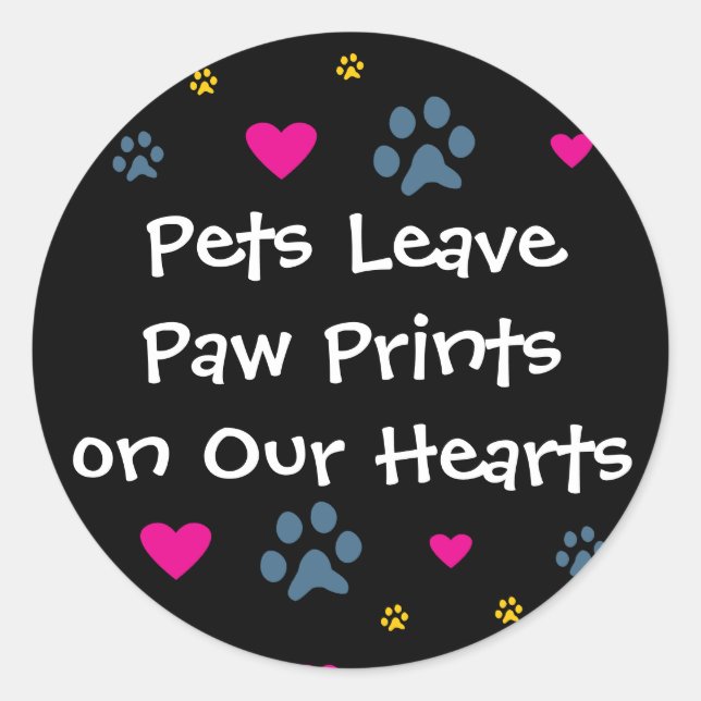 Sticker Rond Les animaux laissent des Empreintes de pattes sur  (Devant)