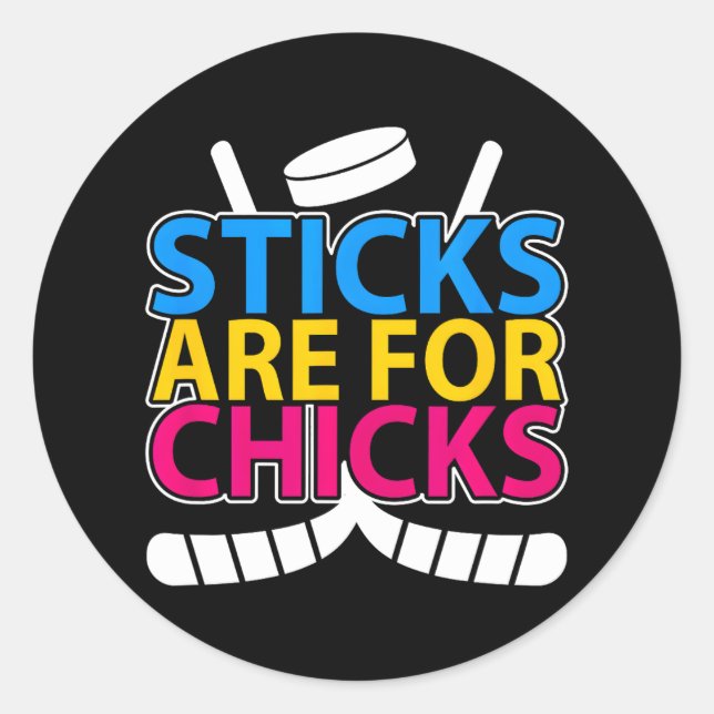 Sticker Rond Les Bâtons Sont Pour Les Joueurs De Hockey De Cham (Devant)