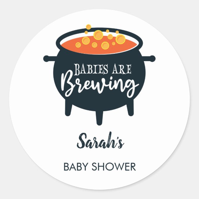 Sticker Rond Les bébés brassent le Baby shower d'Halloween (Devant)