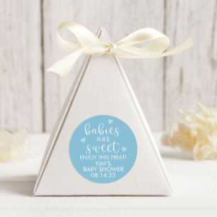 Sticker Rond Les bébés minimalistes sont Baby shower doux bleu