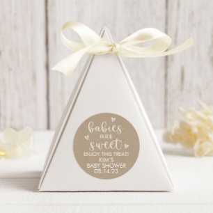 Sticker Rond Les bébés minimalistes sont Baby shower doux Kraft