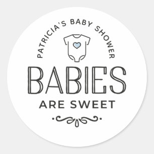 Sticker Rond Les bébés sont Baby shower sucré Pastel Blue Boy