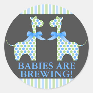 Sticker Rond Les bébés sur mesure brassent Twin Boy Giraffe