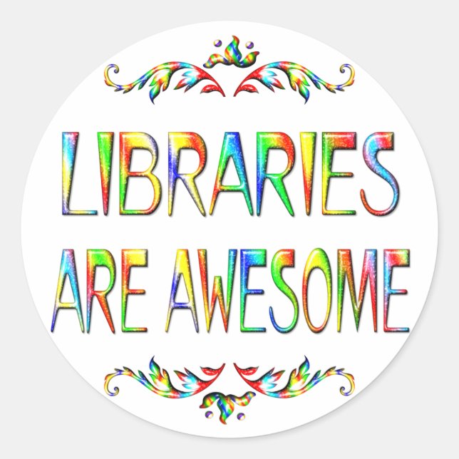 Sticker Rond Les bibliothèques sont géniales (Devant)