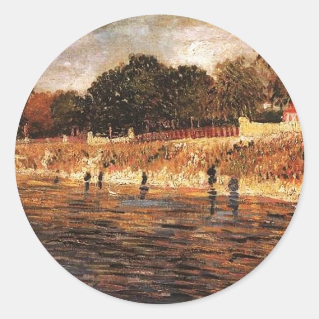 Sticker Rond Les bords de Seine, Vincent van Gogh (Devant)