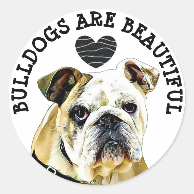 Sticker Rond Les Bulldogs sont un bel aimant (Devant)