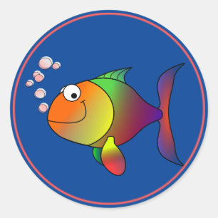 Sticker Rond Les bulles, le poisson,