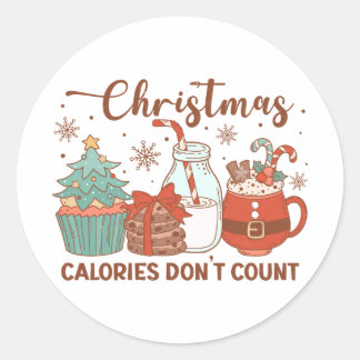 Sticker Rond Les calories de Noël ne comptent pas les autocolla