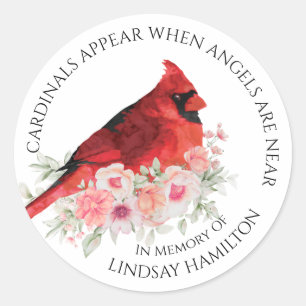 Sticker Rond Les cardinaux commémoratifs apparaissent Floral Fu