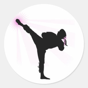 Sticker Rond Les ceintures noires portent le rose aussi !
