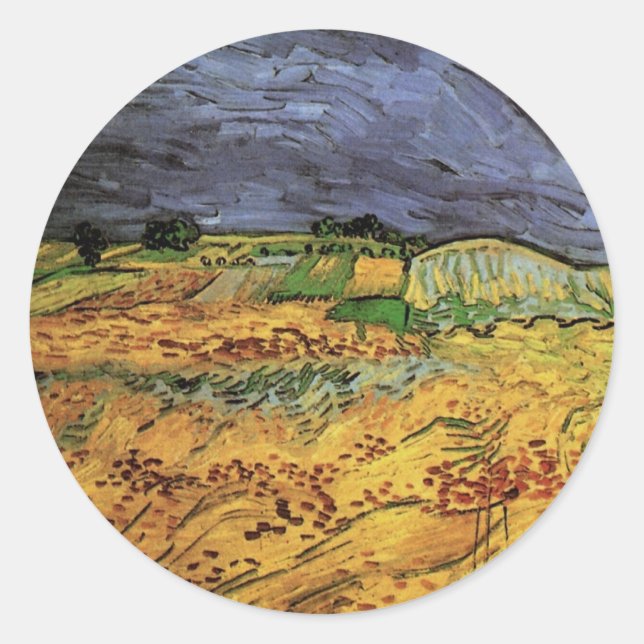 Sticker Rond Les champs par Vincent van Gogh (Devant)