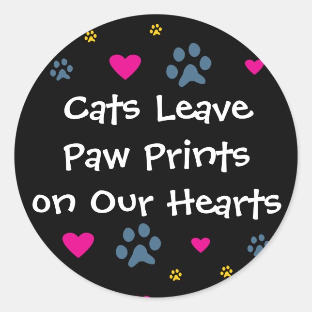 Sticker Rond Les chats laissent des Empreintes de pattes dans n (Devant)