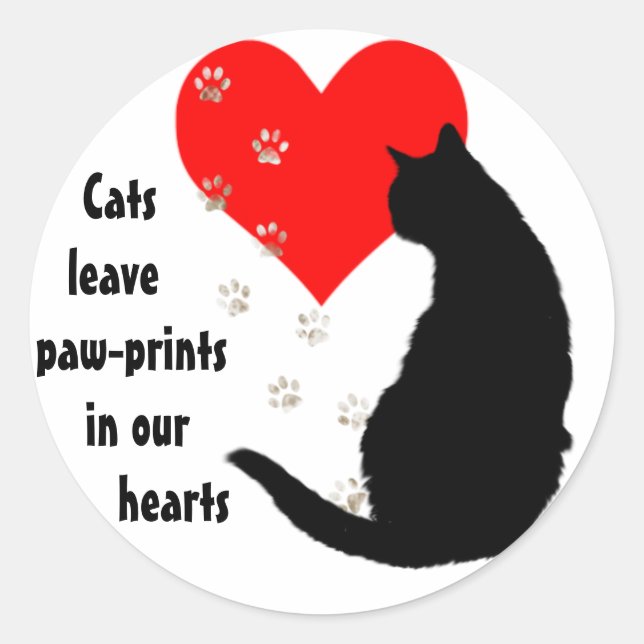 Sticker Rond Les chats laissent Paw-Prints dans notre autocolla (Devant)
