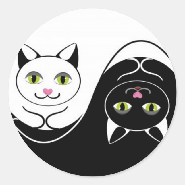 Sticker Rond Les chats Yin Yang (Devant)