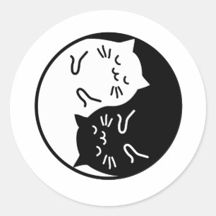 Sticker Rond Les chats Yin Yang