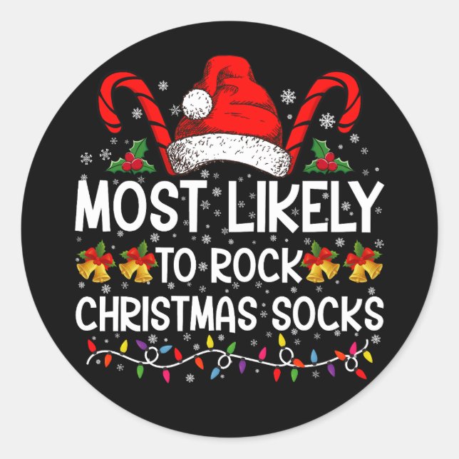 Sticker Rond Les Chaussettes De Noël Les Plus Susceptibles D'Ar (Devant)