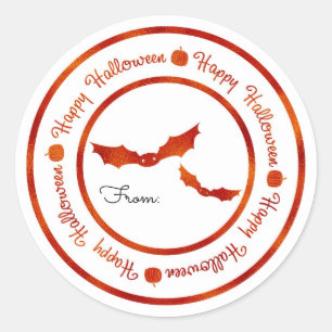 Sticker Rond Les chauves-souris Halloween Orange Shine Party Tr