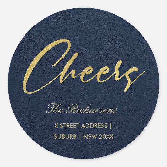 STICKER ROND LES CHEERS DE CALLIGRAPHIE MINIMALE DE MARINE FAUX (Devant)