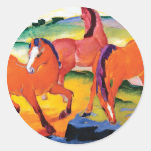 Sticker Rond Les Chevaux rouges par Franz Marc